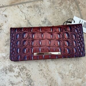 Brahmin Ady Wallet Dawning Ombre Melbourne Croc Leather - Purple Red NWT